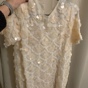 Cream sequin shift dress. Never worn, NWT. Size medium